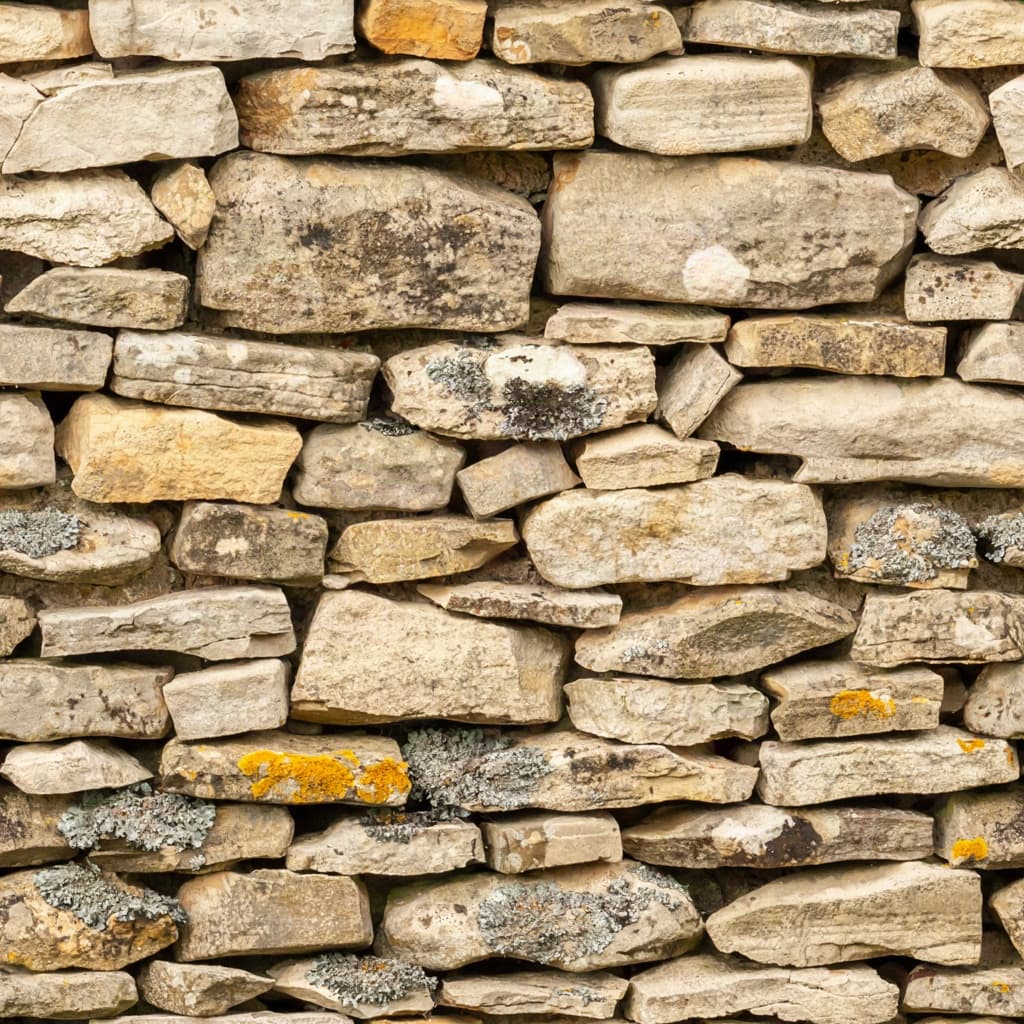 A Cotswold dry stone wall with lichen, generated as a seamless tile