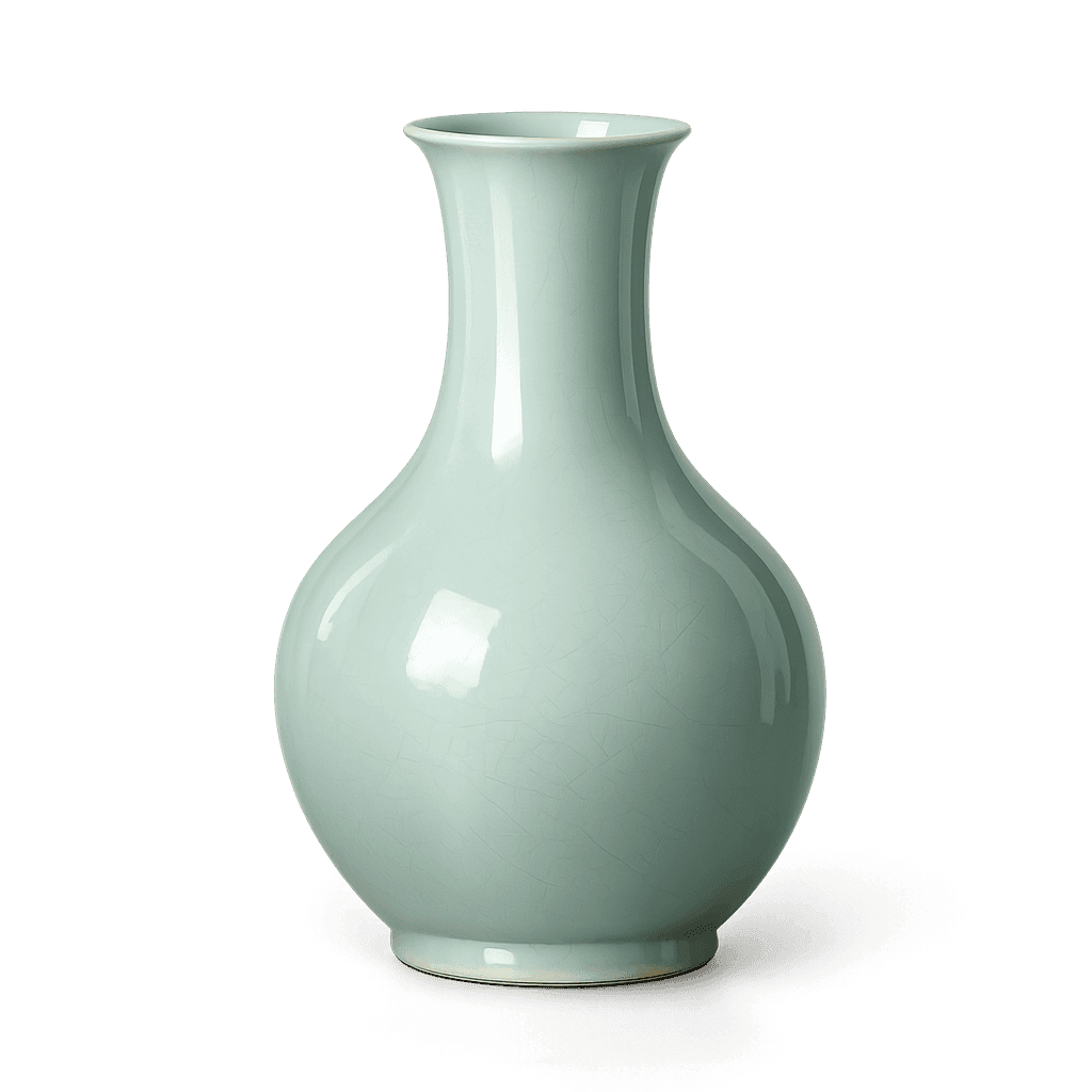 A pale celadon vase on a transparent background
